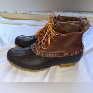 LL Bean Women’s Duck Boots Size 10 Classic Brown Leather & Rubber